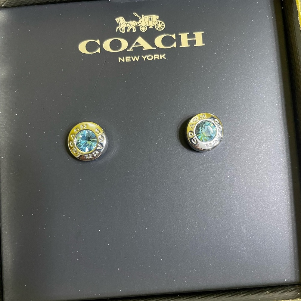 NWT! Silver Coach Stud Earrings